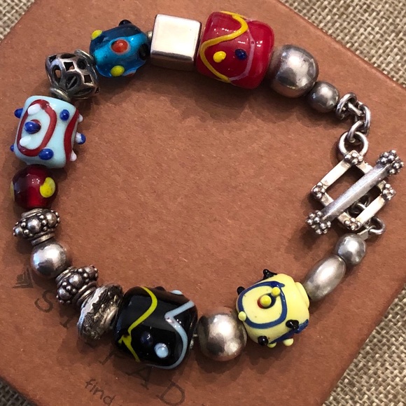 Silpada Sterling Silver Lampwork Glass Bead Toggle Clasp Bracelet B0871 - Picture 5 of 10